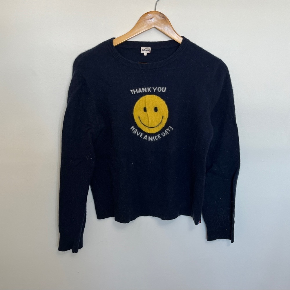 KULE The Raleigh Takeout Sweater Cashmere in navy knit crew neck Size L